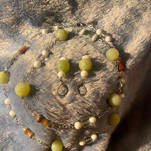 Necklace &earring set made of natural stone beads